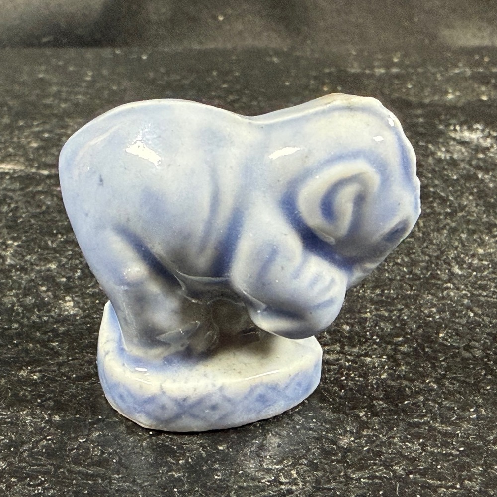 Wade Whimsies Elephant Figurine Blue Porcelain Miniature Made in England Vintage